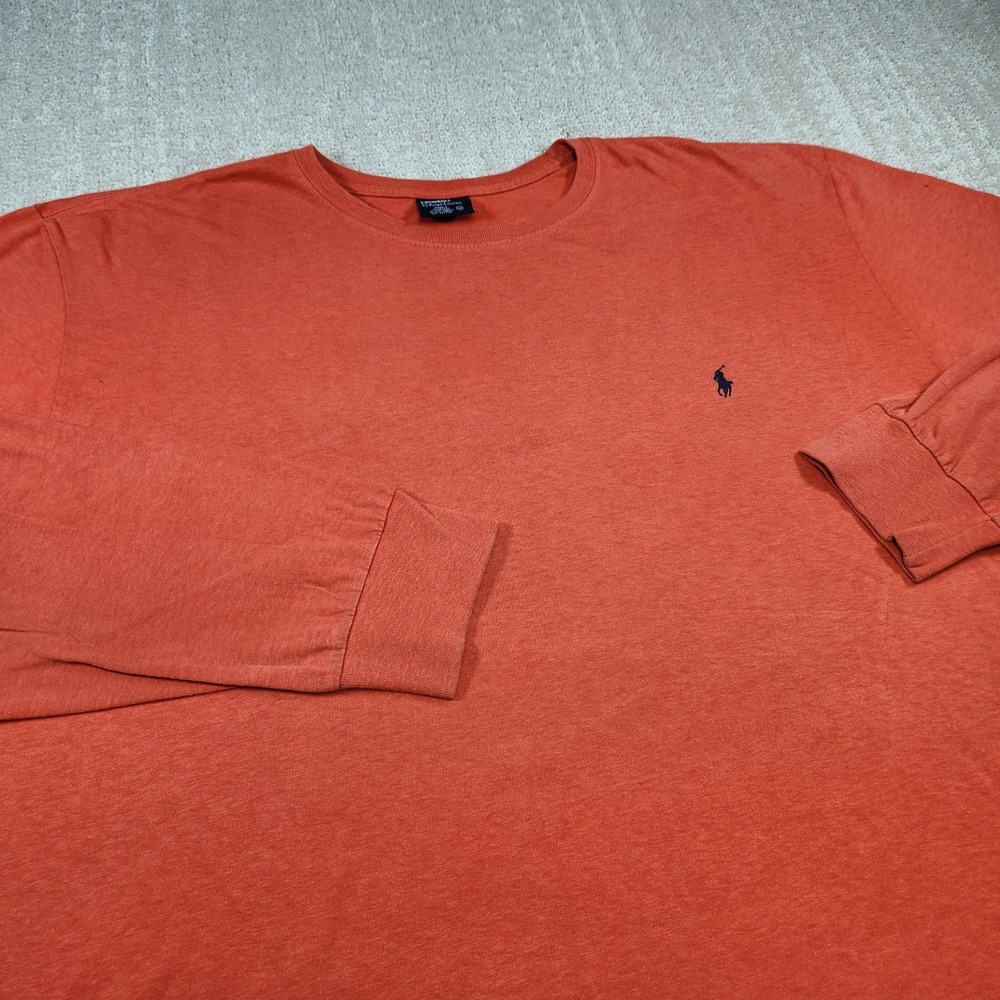 Vintage Polo Ralph Lauren Shirt Men XXL Orange Heavy Cotton Tee Long Sleeve